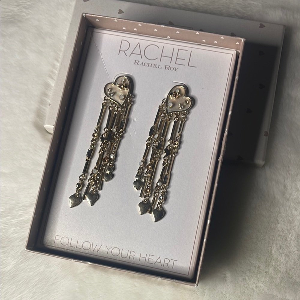 Rachel Roy Gold Heart Dangle Earrings- follow your heart